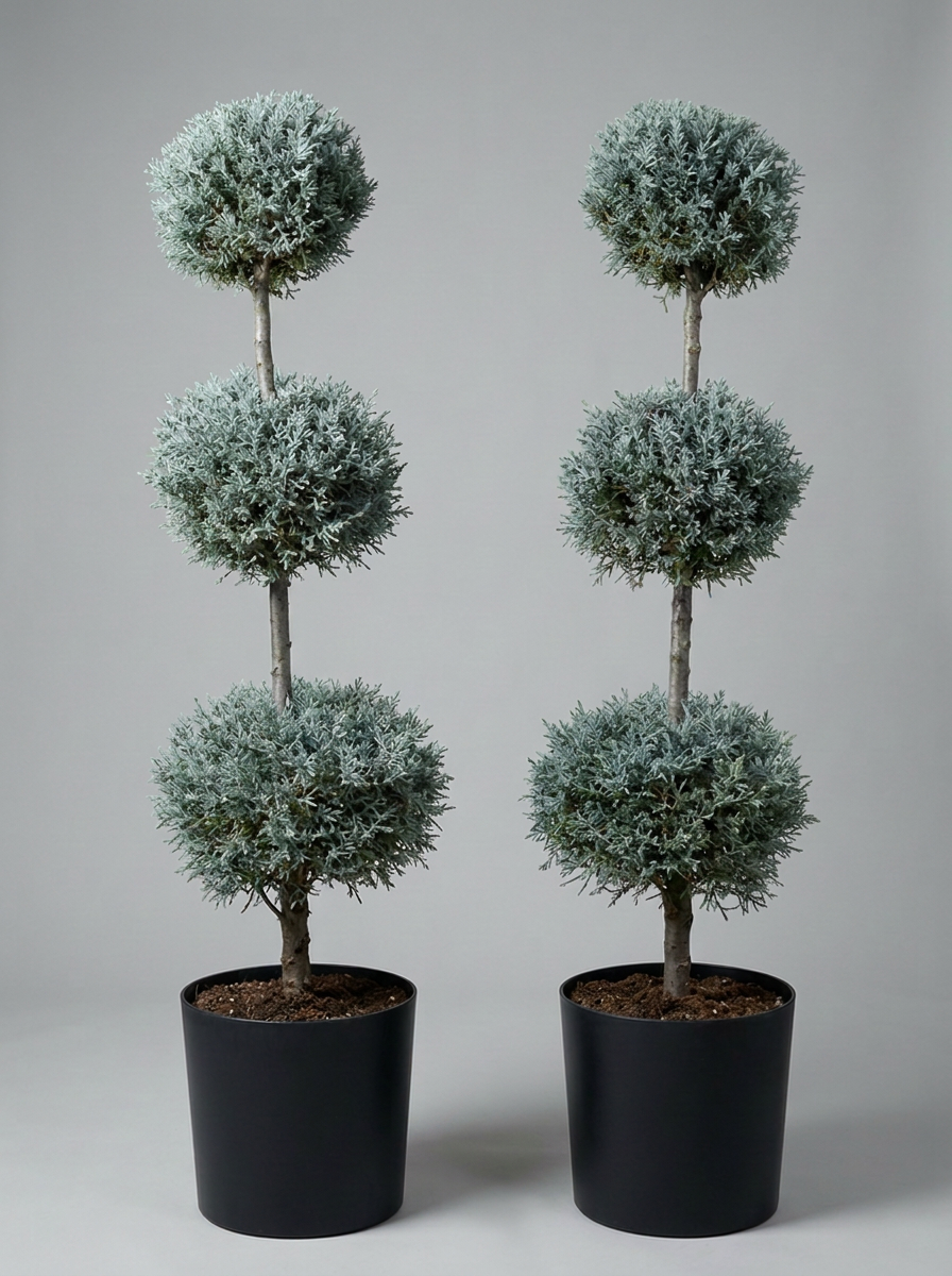 Blue Arizona Cypress Multi-Ball Topiary Pair - Nimbus & Azure