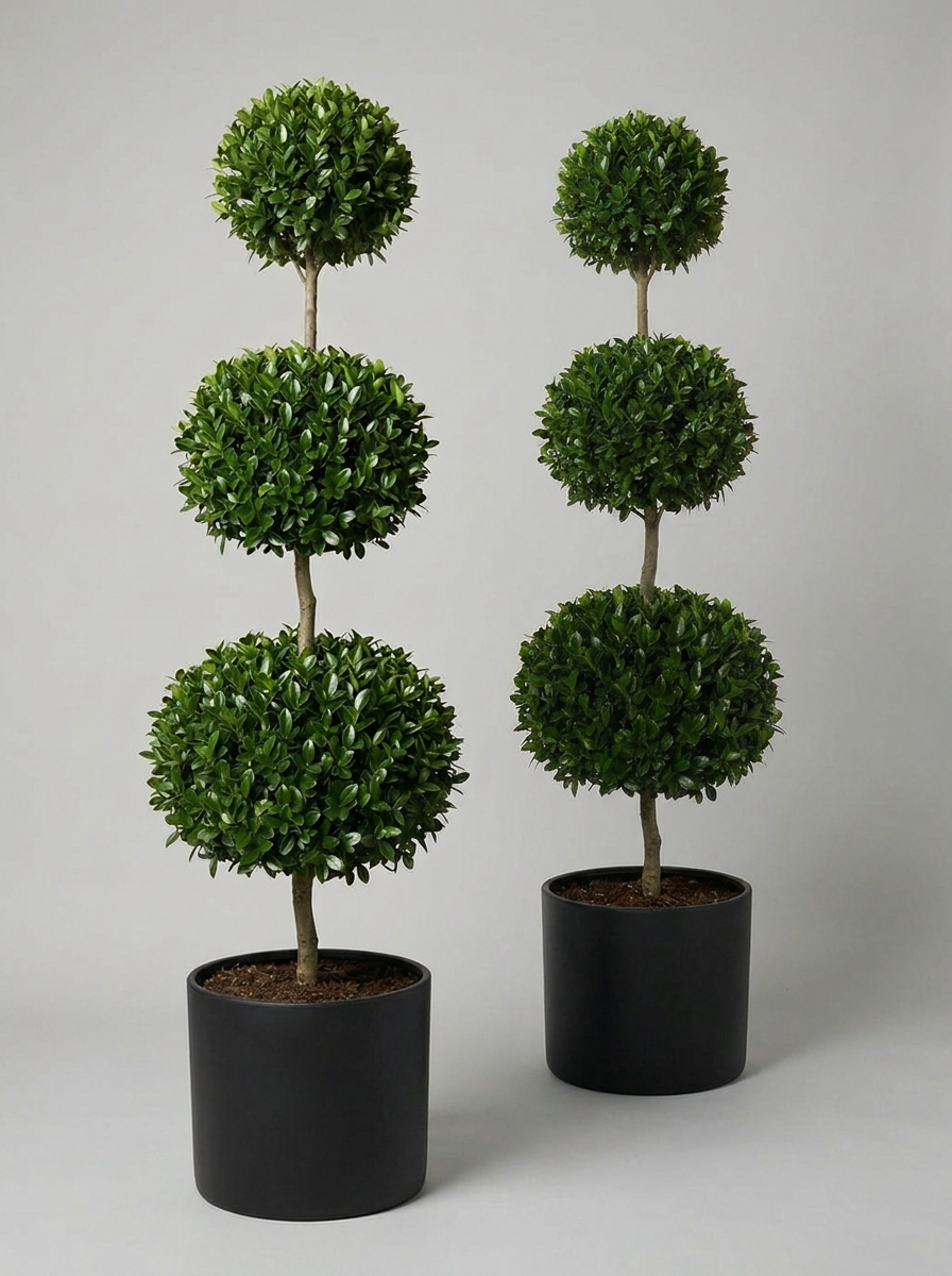 Delavay Privet Multi-Ball Topiary Pair - Orbis & Rondo