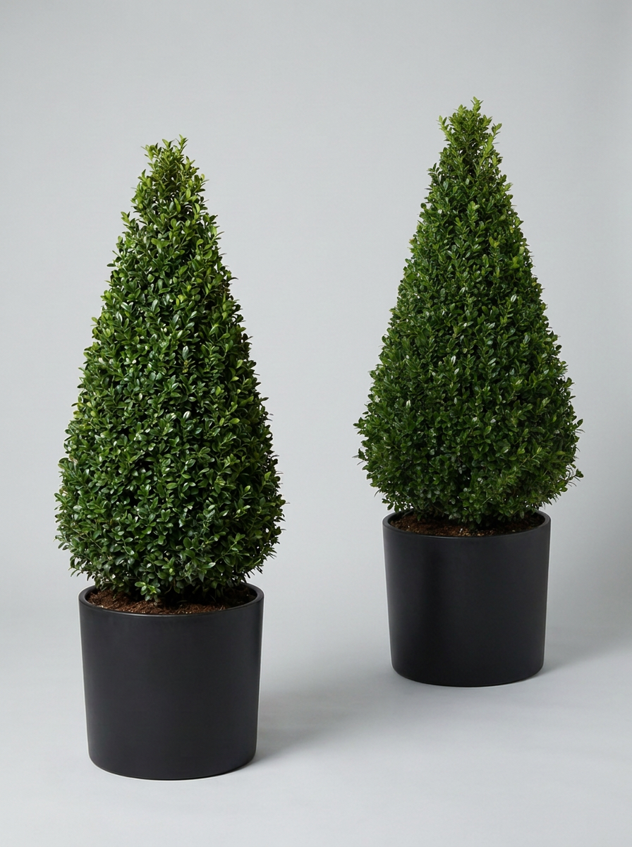 Japanese Holly Cone Topiary Pair - Haru & Kiyo