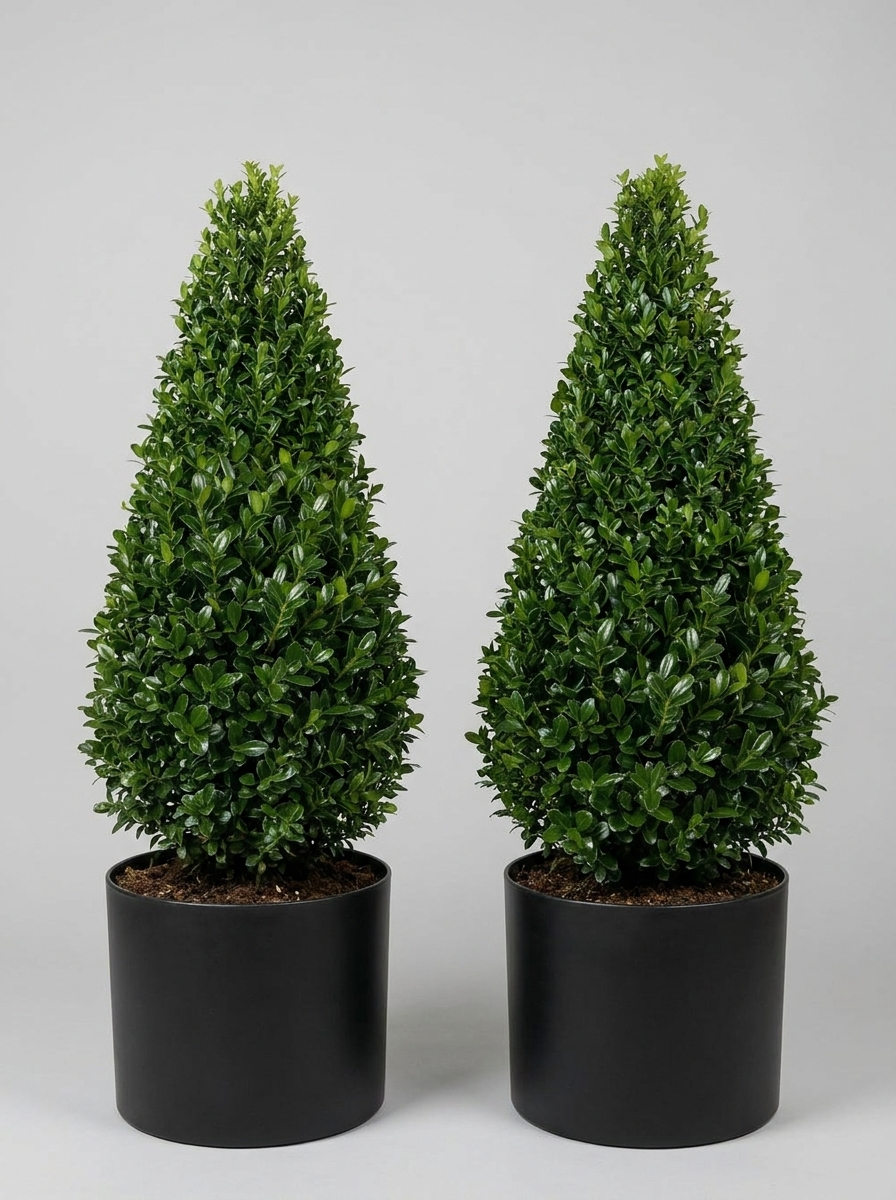 Japanese Holly Cone Topiary Pair - Haru & Kiyo