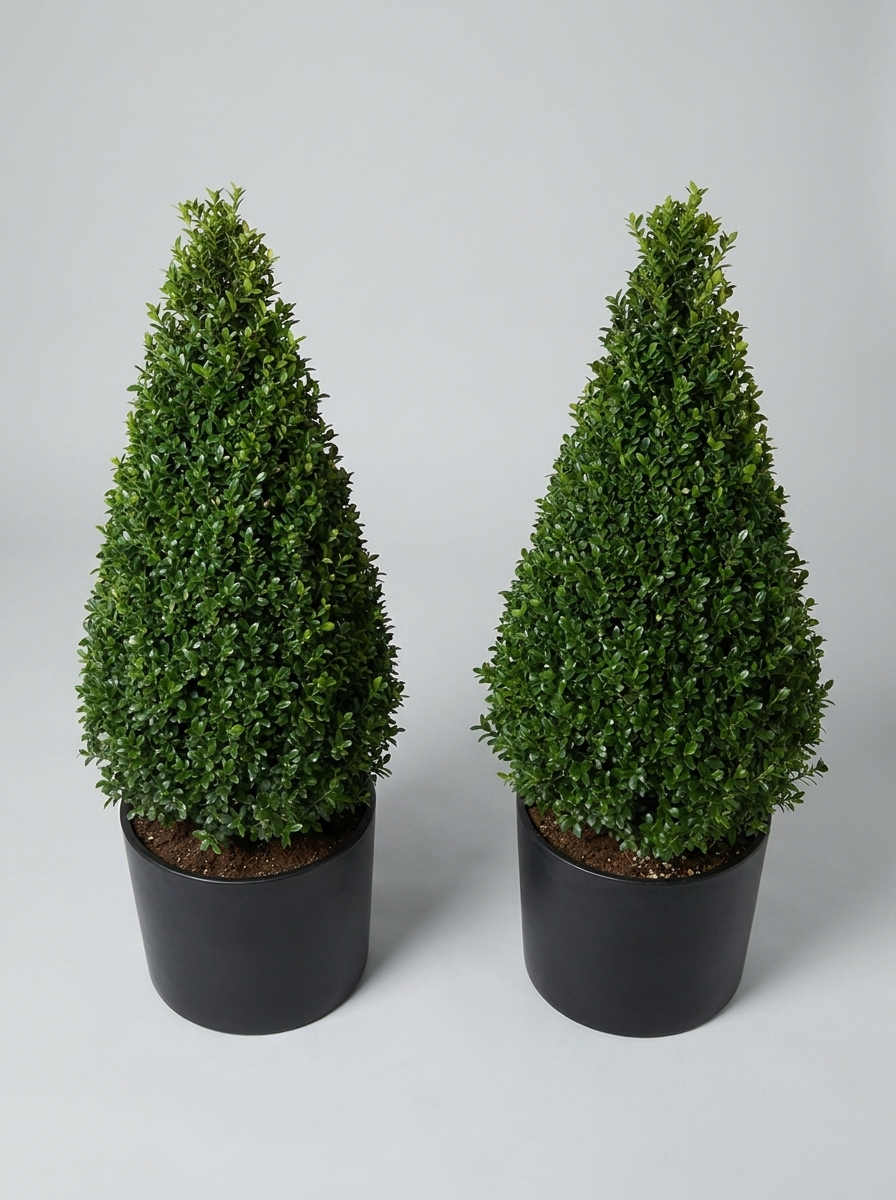 Japanese Holly Cone Topiary Pair - Haru & Kiyo