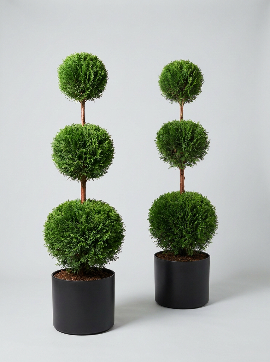 Thuja Smaragd Multi-Ball Topiary Pair - Emero & Viridi