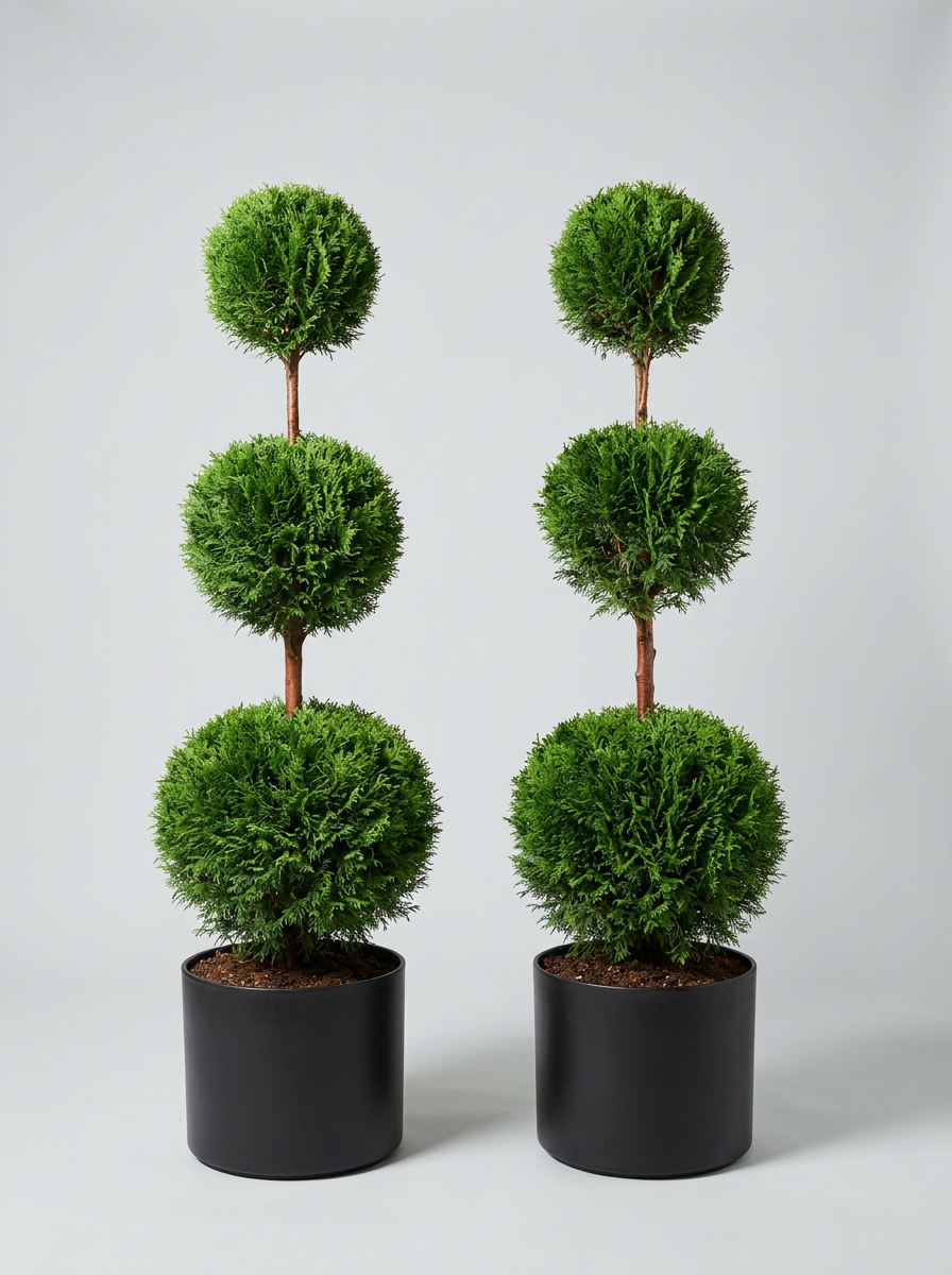 Thuja Smaragd Multi-Ball Topiary Pair - Emero & Viridi