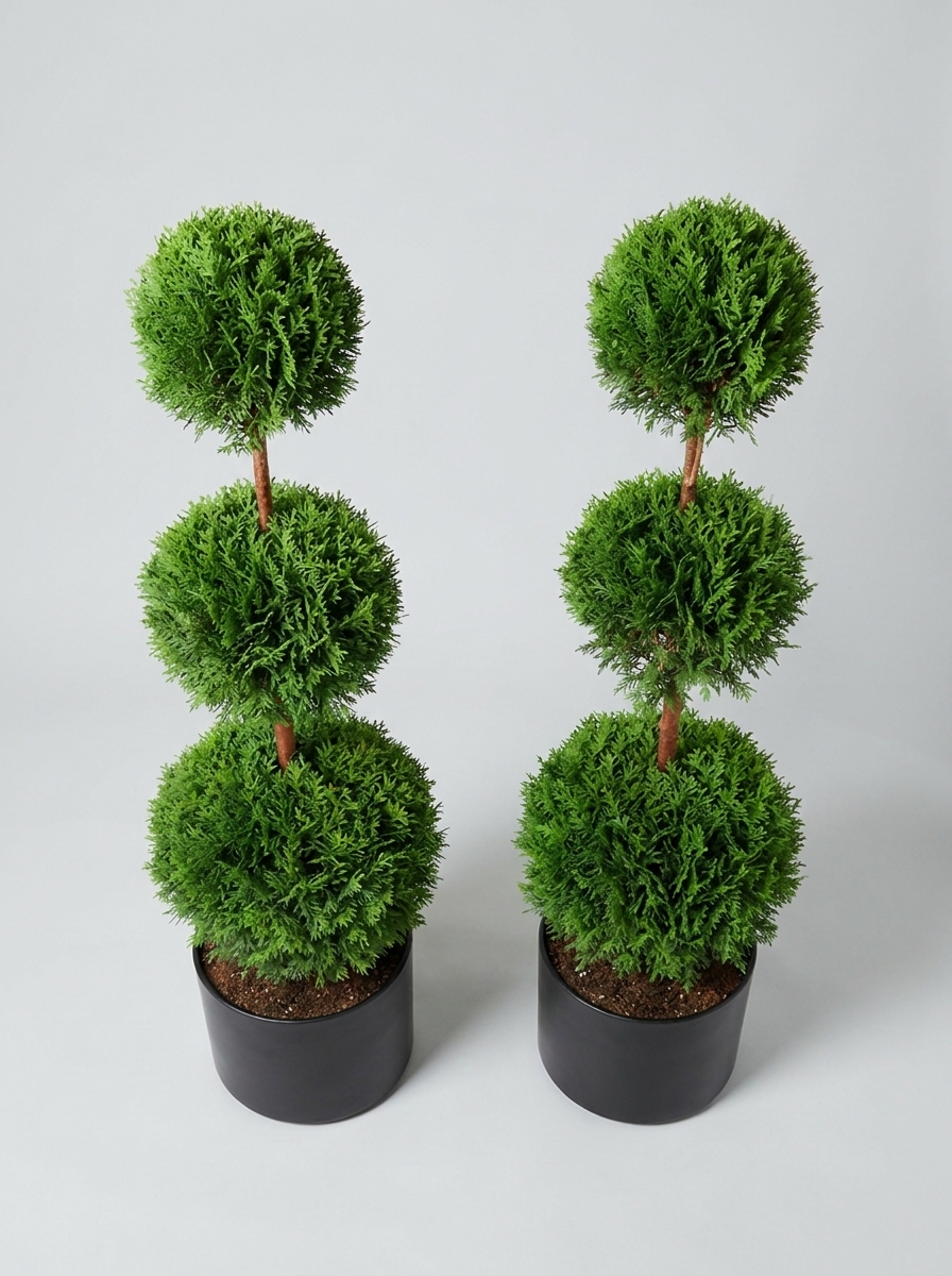 Thuja Smaragd Multi-Ball Topiary Pair - Emero & Viridi