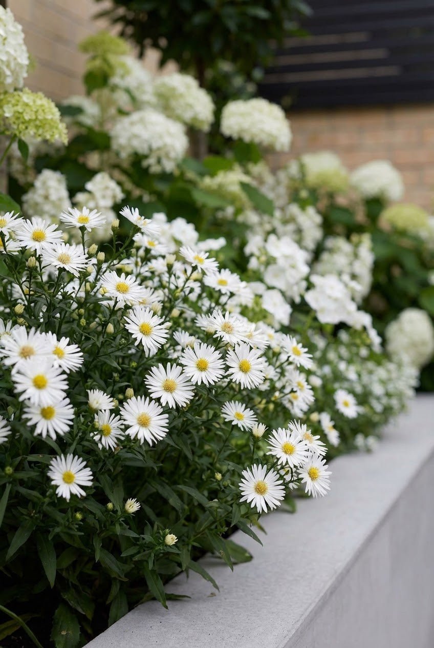 The White Garden — Border by the Metre with Yew Ball or Bay Lollipop Topiary