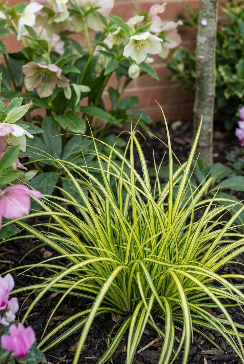 The Winter Structure — Border by the Metre with Variegated Holly Lollipop Topiary